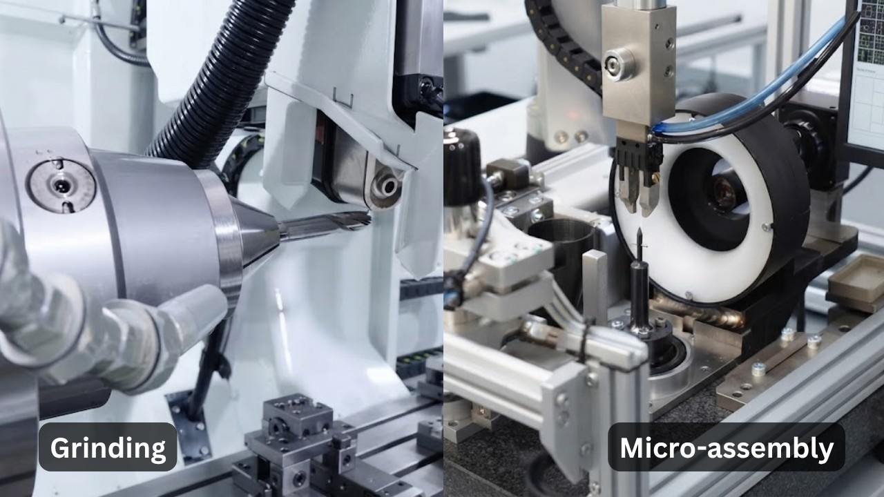 Ultra-precision grinding assembly for miniature medical components